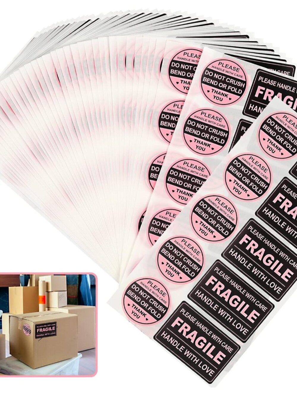 300 PCS Fragile StickersRectangular,3x2,with 300 PCS Do Not Crush Bend or Fold L